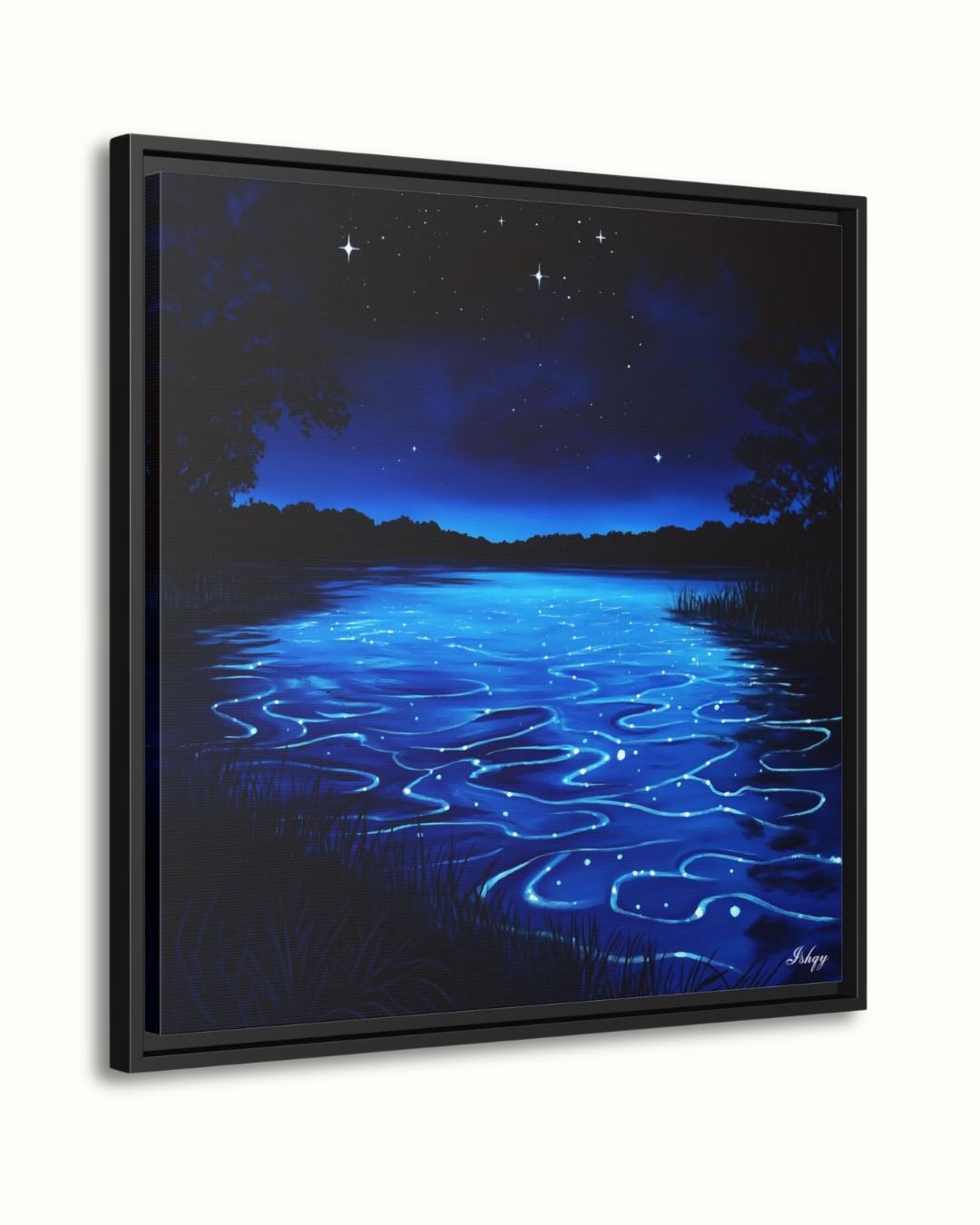 Vieques Bay Bioluminescent Night, Puerto Rico Ocean Wall Art, Blue Water Canvas Print, Coastal Home Decor, Tropical Beach Artwork