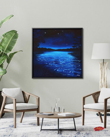 Vieques Bay Bioluminescent Night, Puerto Rico Ocean Wall Art, Blue Water Canvas Print, Coastal Home Decor, Tropical Beach Artwork