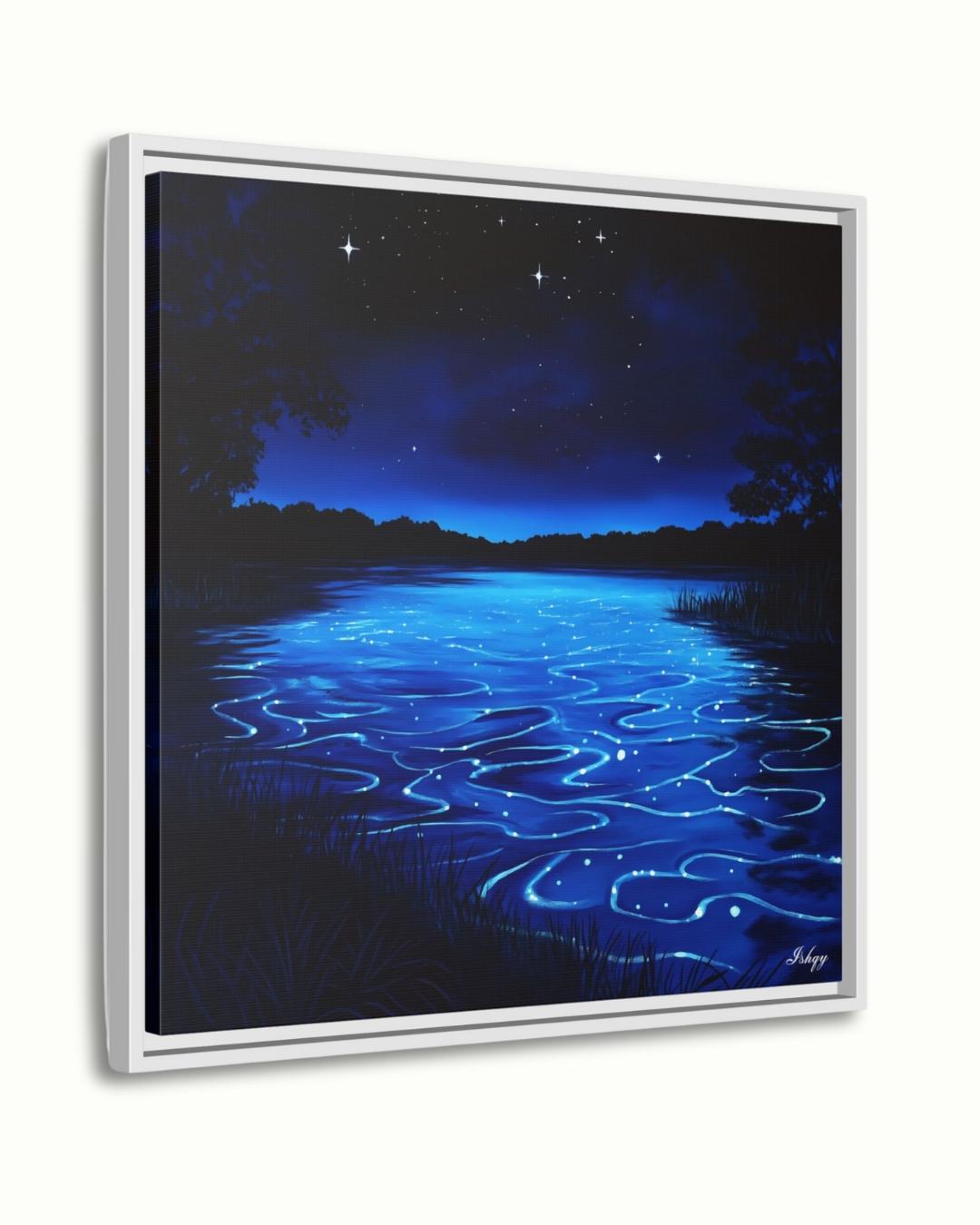 Vieques Bay Bioluminescent Night, Puerto Rico Ocean Wall Art, Blue Water Canvas Print, Coastal Home Decor, Tropical Beach Artwork