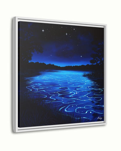 Vieques Bay Bioluminescent Night, Puerto Rico Ocean Wall Art, Blue Water Canvas Print, Coastal Home Decor, Tropical Beach Artwork