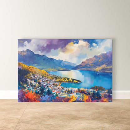 Queenstown Print Lake Wakatipu New Zealand Wall Art Canvas Wall Art Framed Canvas Print Extra Large Above Fireplace Art Housewarming Gift