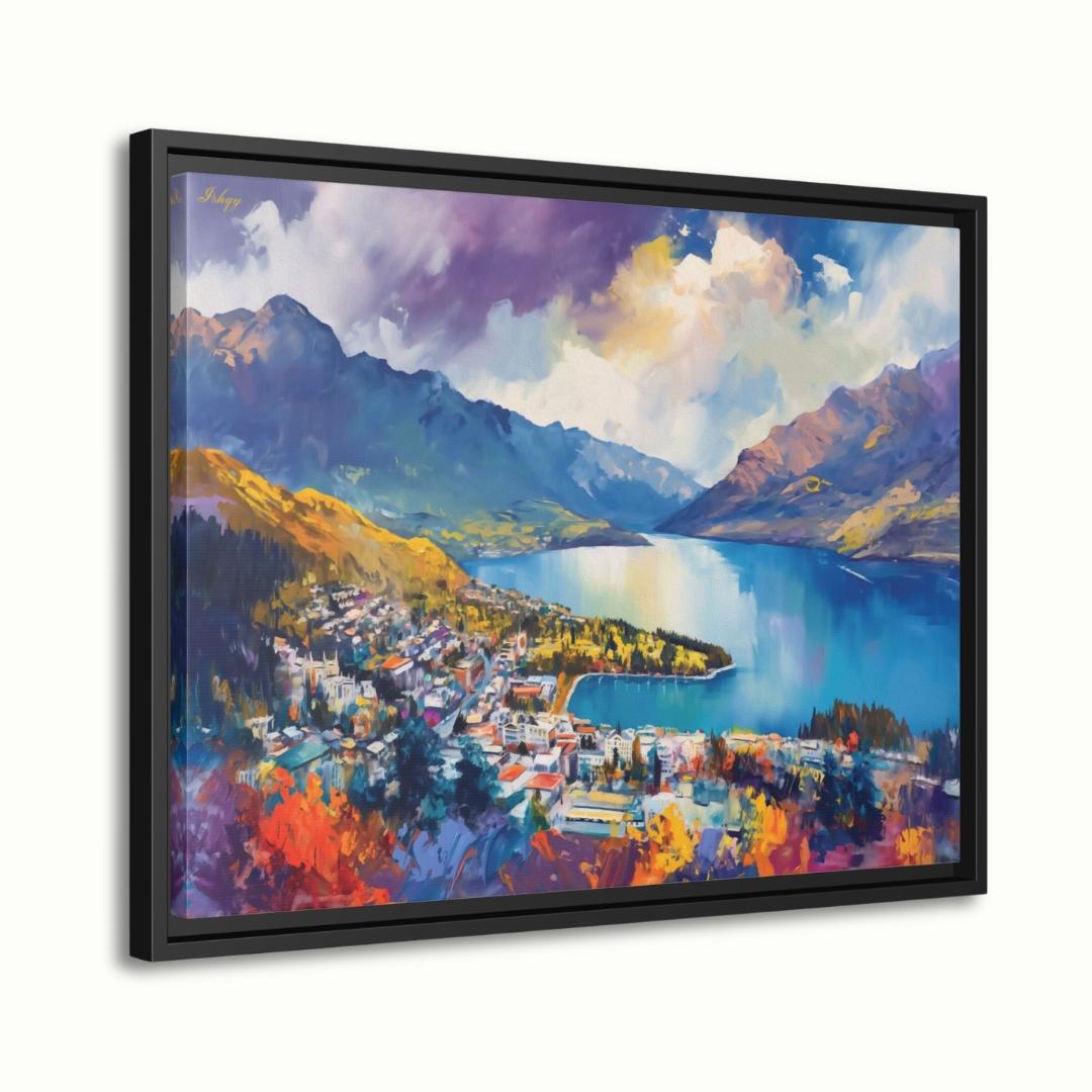 Queenstown Print Lake Wakatipu New Zealand Wall Art Canvas Wall Art Framed Canvas Print Extra Large Above Fireplace Art Housewarming Gift