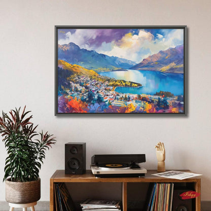 Queenstown Print Lake Wakatipu New Zealand Wall Art Canvas Wall Art Framed Canvas Print Extra Large Above Fireplace Art Housewarming Gift