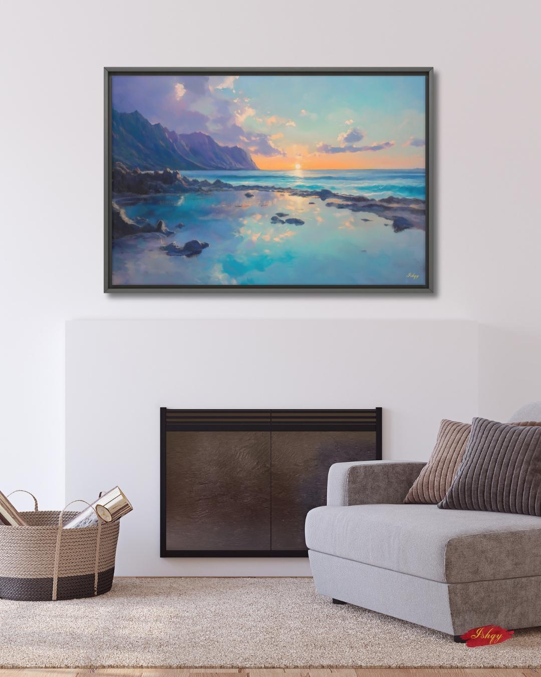 Makapuʻu Hawaii Sunset Wall Art, Tropical Beach Landscape Print, Coastal Ocean Canvas, Island Seascape Artwork for Home and Living Room Decor