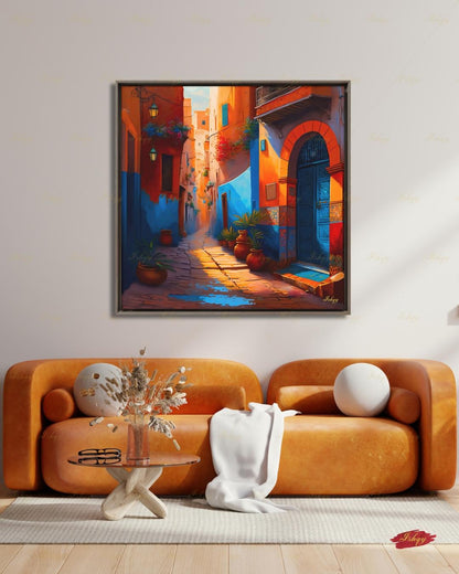 Moroccan Wall Art, Morocco Wall Art Painting, Moroccan Artwork, Canvas Wall Art, Framed Canvas Print, Extra Large Above Fireplace, Above Bed