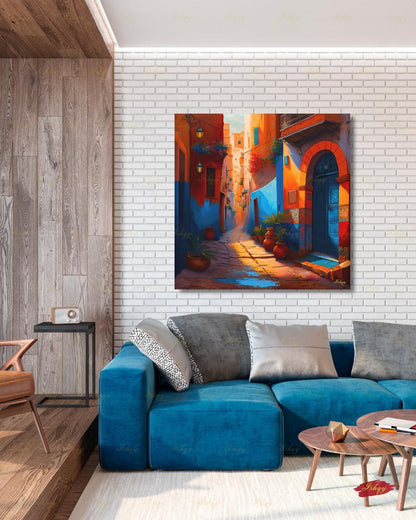 Moroccan Wall Art, Morocco Wall Art Painting, Moroccan Artwork, Canvas Wall Art, Framed Canvas Print, Extra Large Above Fireplace, Above Bed