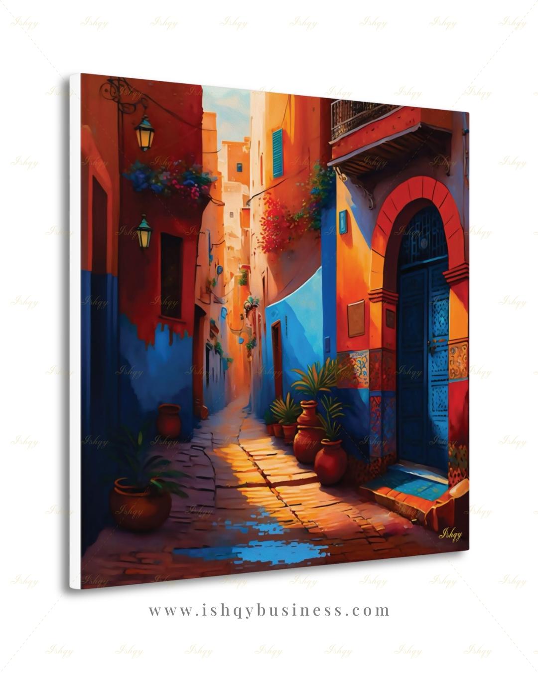 Moroccan Wall Art, Morocco Wall Art Painting, Moroccan Artwork, Canvas Wall Art, Framed Canvas Print, Extra Large Above Fireplace, Above Bed