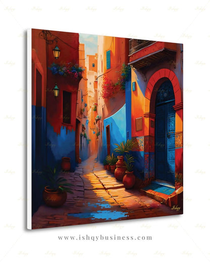 Moroccan Wall Art, Morocco Wall Art Painting, Moroccan Artwork, Canvas Wall Art, Framed Canvas Print, Extra Large Above Fireplace, Above Bed