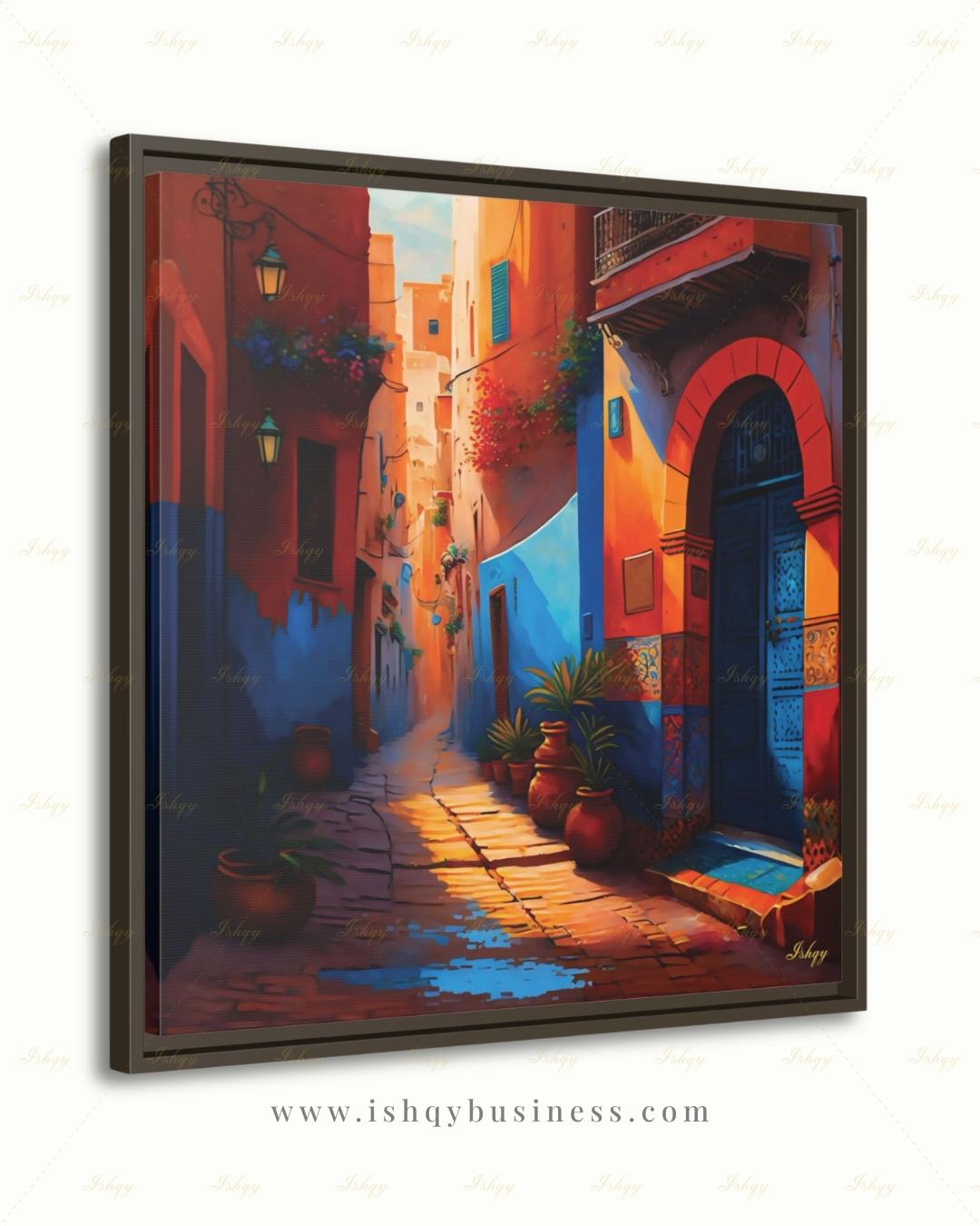 Moroccan Wall Art, Morocco Wall Art Painting, Moroccan Artwork, Canvas Wall Art, Framed Canvas Print, Extra Large Above Fireplace, Above Bed