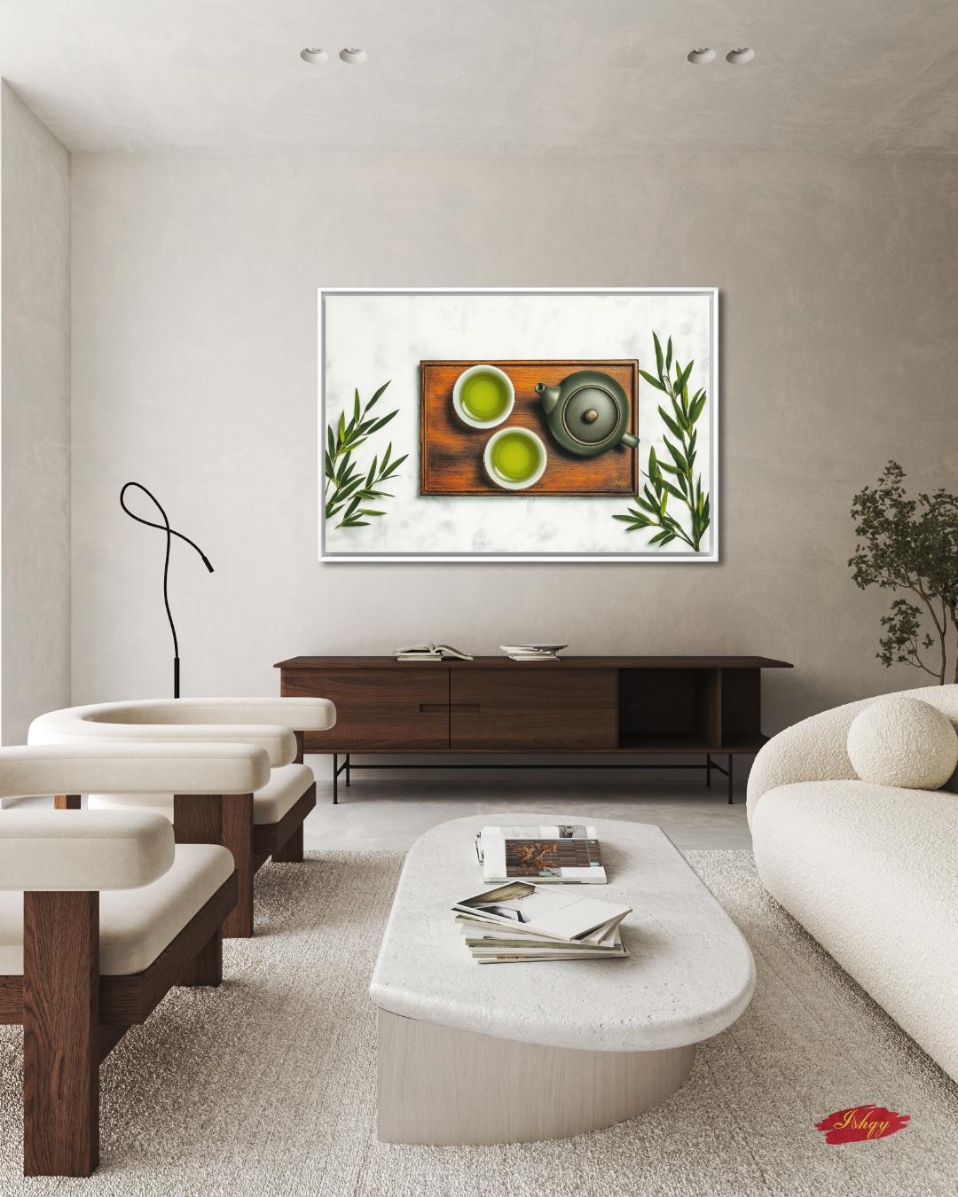 Japanese Tea Wall Art, Matcha Green Tea Print, Zen Kitchen Decor Canvas, Minimalist Tea Ceremony Artwork for Dining Room Home Café Aesthetic