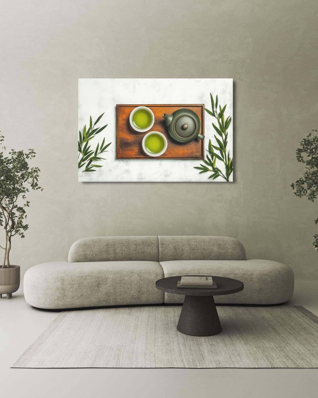 Japanese Tea Wall Art, Matcha Green Tea Print, Zen Kitchen Decor Canvas, Minimalist Tea Ceremony Artwork for Dining Room Home Café Aesthetic