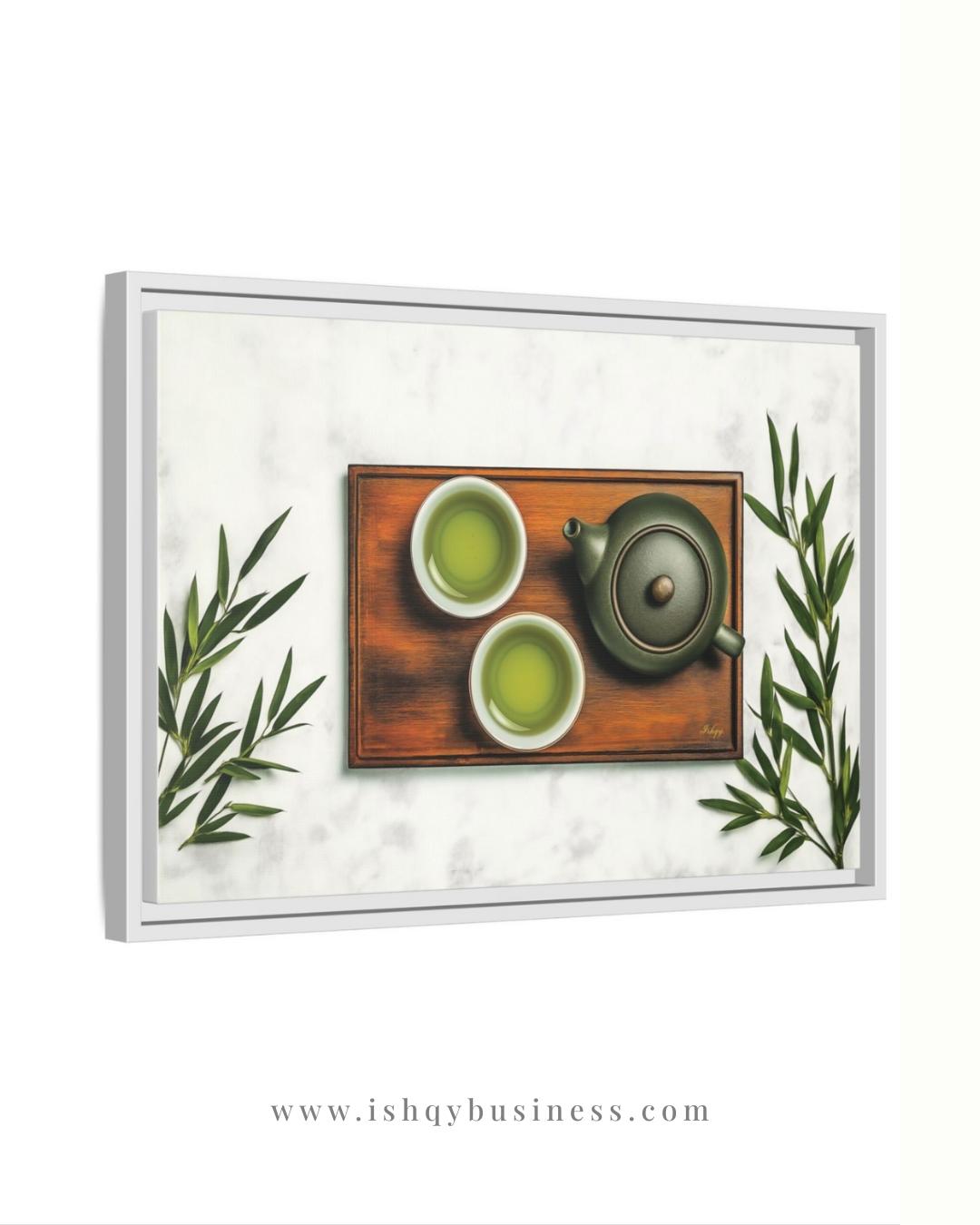 Japanese Tea Wall Art, Matcha Green Tea Print, Zen Kitchen Decor Canvas, Minimalist Tea Ceremony Artwork for Dining Room Home Café Aesthetic
