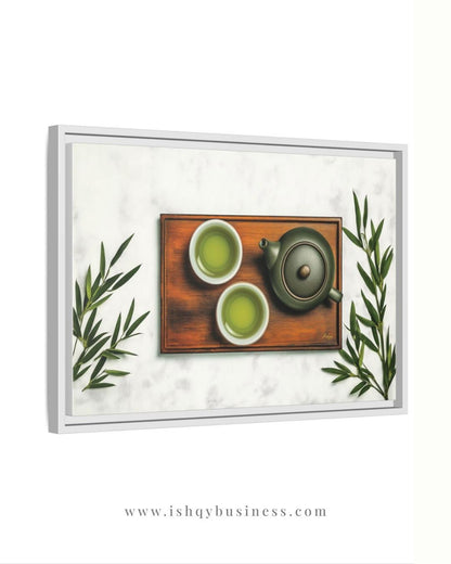 Japanese Tea Wall Art, Matcha Green Tea Print, Zen Kitchen Decor Canvas, Minimalist Tea Ceremony Artwork for Dining Room Home Café Aesthetic