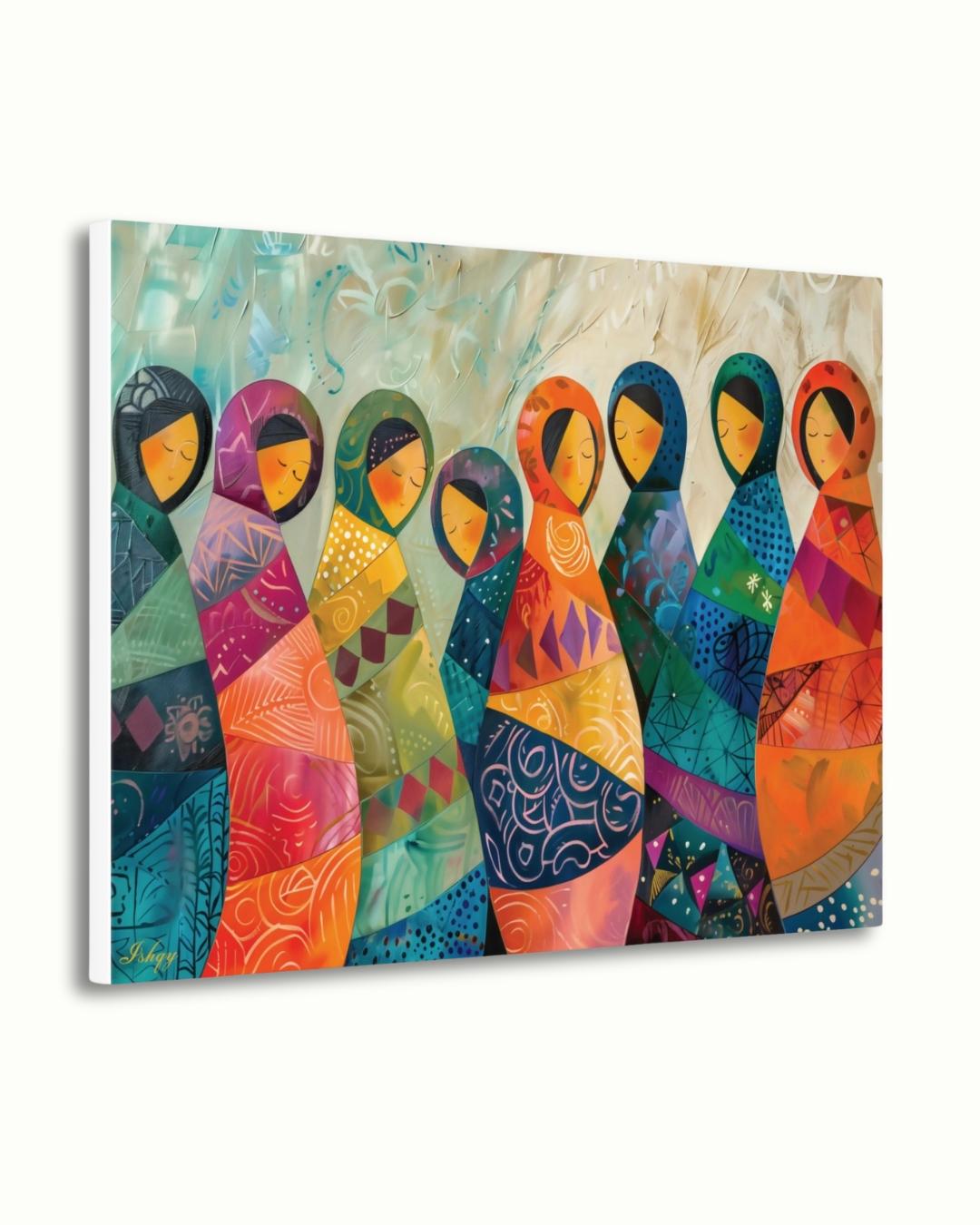 Russian Matryoshka Dolls Wall Art, Colorful Folk Art Painting Print, Cultural Home Decor, Slavic Art Print, Boho Canvas Wall Art, Gift Idea