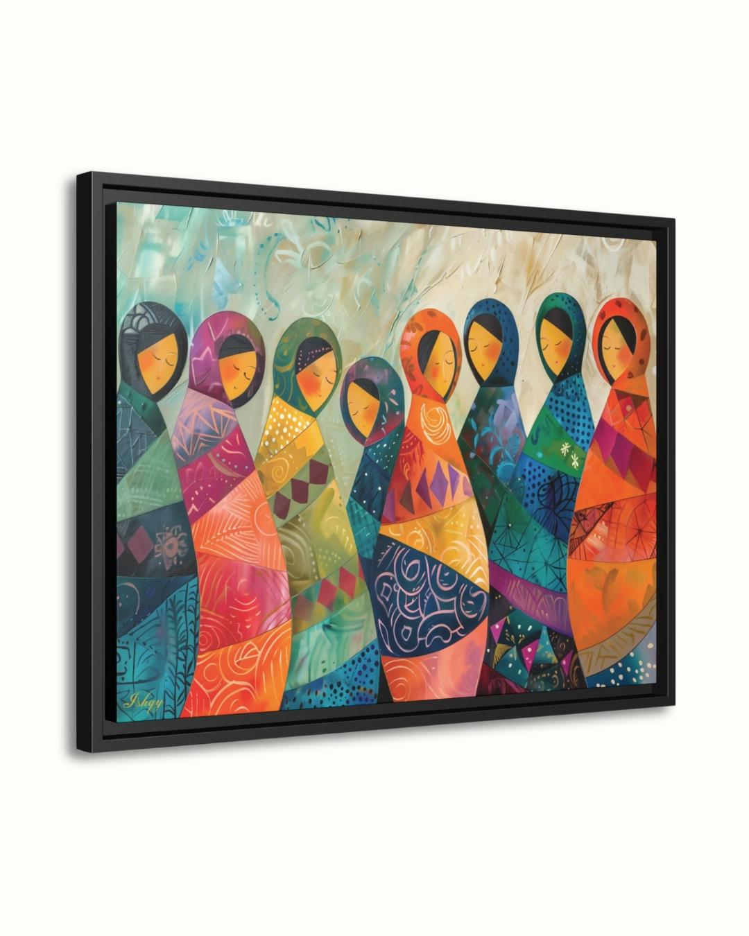 Russian Matryoshka Dolls Wall Art, Colorful Folk Art Painting Print, Cultural Home Decor, Slavic Art Print, Boho Canvas Wall Art, Gift Idea