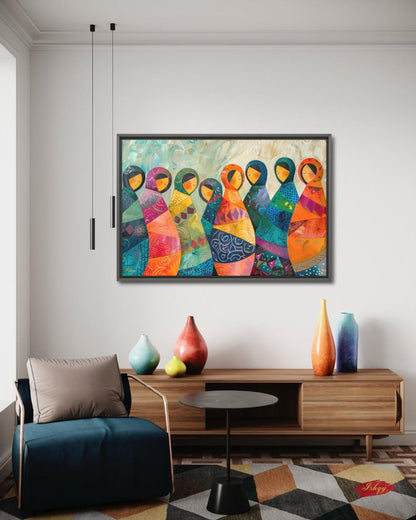 Russian Matryoshka Dolls Wall Art, Colorful Folk Art Painting Print, Cultural Home Decor, Slavic Art Print, Boho Canvas Wall Art, Gift Idea