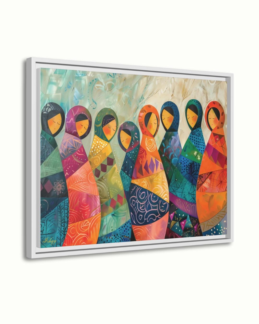 Russian Matryoshka Dolls Wall Art, Colorful Folk Art Painting Print, Cultural Home Decor, Slavic Art Print, Boho Canvas Wall Art, Gift Idea