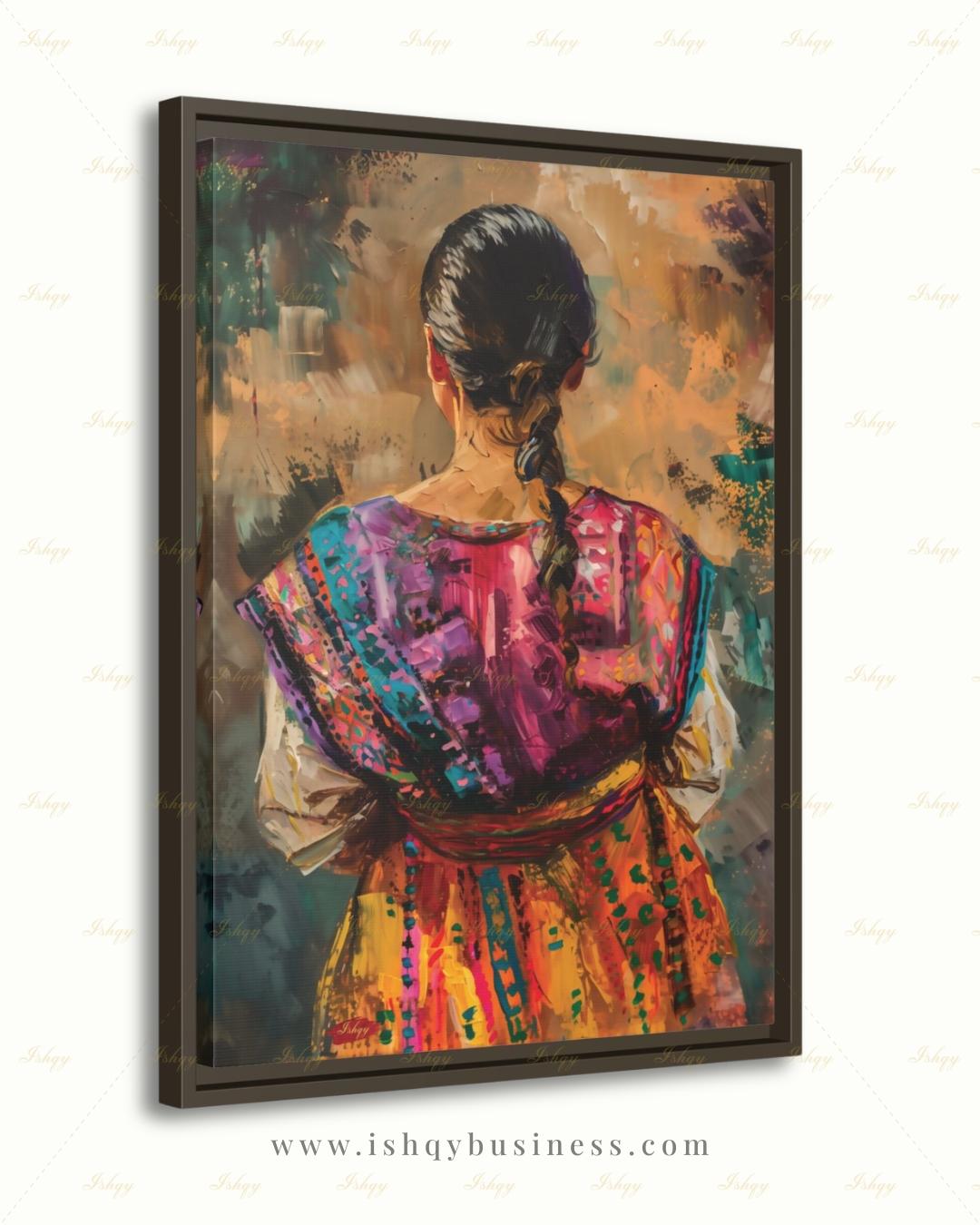 Guatemalan Woman Wall Art, Cultural Canvas Print, Colorful Folk Portrait, Latin American Decor, Framed Canvas Wall Decor, Home Office Decor. Guatemalan Woman Wall Art, Cultural Canvas Print, Colorful Folk Portrait, Latin American Decor, Framed Canvas Wall Decor, Home Office Decor