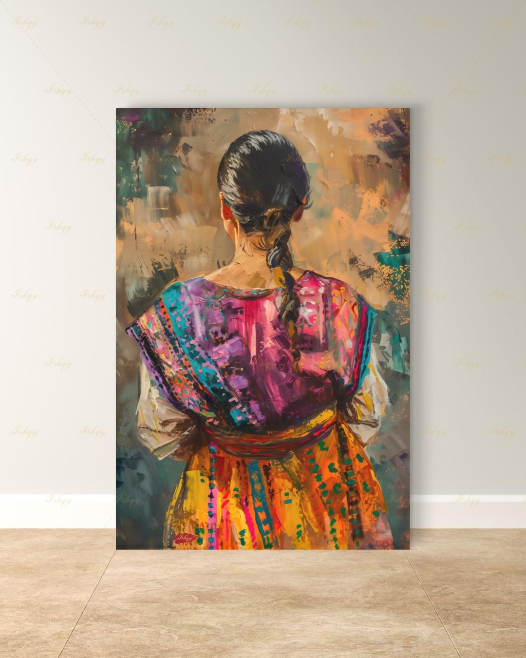 Guatemalan Woman Wall Art, Cultural Canvas Print, Colorful Folk Portrait, Latin American Decor, Framed Canvas Wall Decor, Home Office Decor. Guatemalan Woman Wall Art, Cultural Canvas Print, Colorful Folk Portrait, Latin American Decor, Framed Canvas Wall Decor, Home Office Decor
