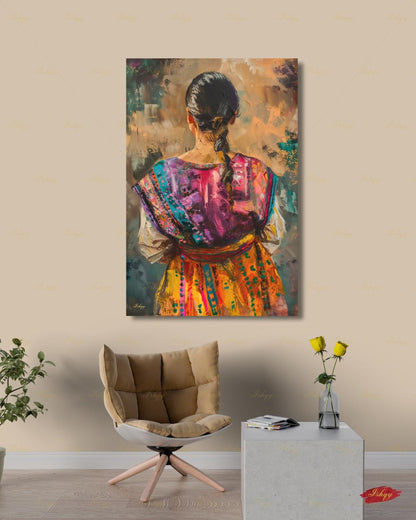 Guatemalan Woman Wall Art, Cultural Canvas Print, Colorful Folk Portrait, Latin American Decor, Framed Canvas Wall Decor, Home Office Decor. Guatemalan Woman Wall Art, Cultural Canvas Print, Colorful Folk Portrait, Latin American Decor, Framed Canvas Wall Decor, Home Office Decor
