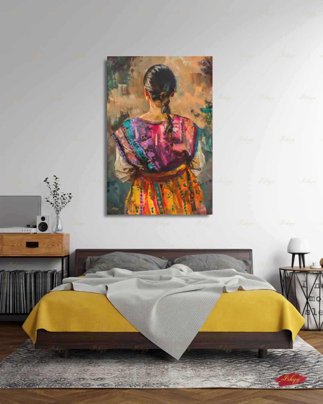 Guatemalan Woman Wall Art, Cultural Canvas Print, Colorful Folk Portrait, Latin American Decor, Framed Canvas Wall Decor, Home Office Decor. Guatemalan Woman Wall Art, Cultural Canvas Print, Colorful Folk Portrait, Latin American Decor, Framed Canvas Wall Decor, Home Office Decor