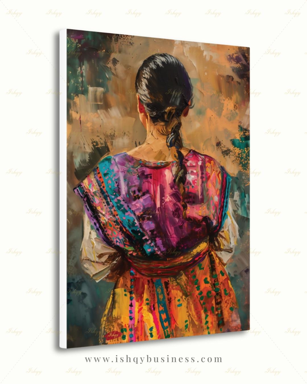 Guatemalan Woman Wall Art, Cultural Canvas Print, Colorful Folk Portrait, Latin American Decor, Framed Canvas Wall Decor, Home Office Decor. Guatemalan Woman Wall Art, Cultural Canvas Print, Colorful Folk Portrait, Latin American Decor, Framed Canvas Wall Decor, Home Office Decor