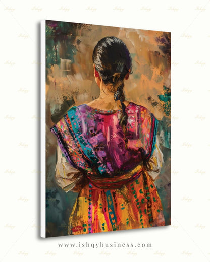 Guatemalan Woman Wall Art, Cultural Canvas Print, Colorful Folk Portrait, Latin American Decor, Framed Canvas Wall Decor, Home Office Decor. Guatemalan Woman Wall Art, Cultural Canvas Print, Colorful Folk Portrait, Latin American Decor, Framed Canvas Wall Decor, Home Office Decor