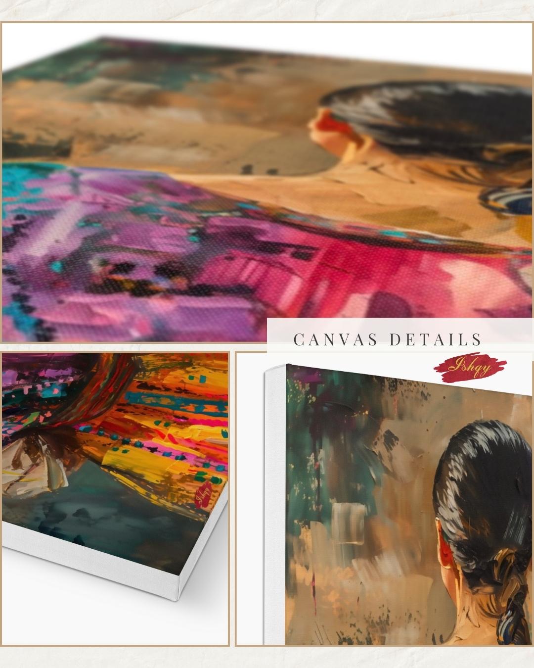 Guatemalan Woman Traditional Textile Wall Art Print, Canvas, Framed Canvas, Mayan Huipil Folk Art, Colorful Boho Bedroom Living Room Decor