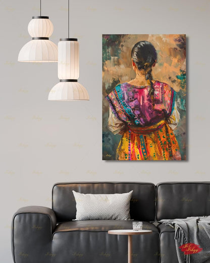 Guatemalan Woman Wall Art, Cultural Canvas Print, Colorful Folk Portrait, Latin American Decor, Framed Canvas Wall Decor, Home Office Decor. Guatemalan Woman Wall Art, Cultural Canvas Print, Colorful Folk Portrait, Latin American Decor, Framed Canvas Wall Decor, Home Office Decor