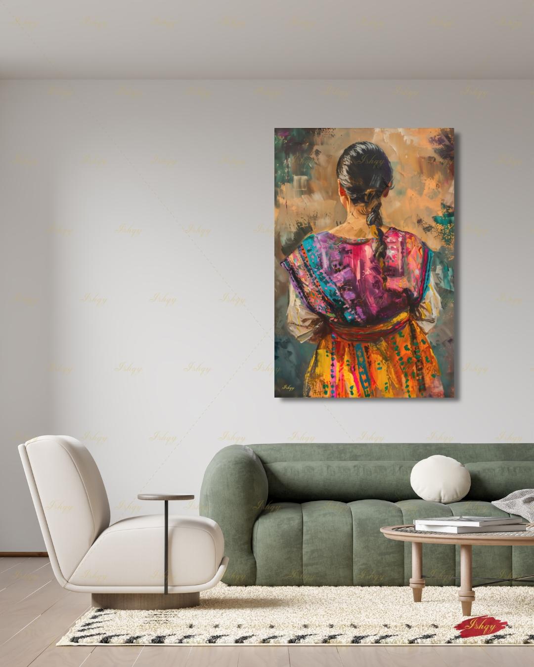 Guatemalan Woman Wall Art, Cultural Canvas Print, Colorful Folk Portrait, Latin American Decor, Framed Canvas Wall Decor, Home Office Decor. Guatemalan Woman Wall Art, Cultural Canvas Print, Colorful Folk Portrait, Latin American Decor, Framed Canvas Wall Decor, Home Office Decor