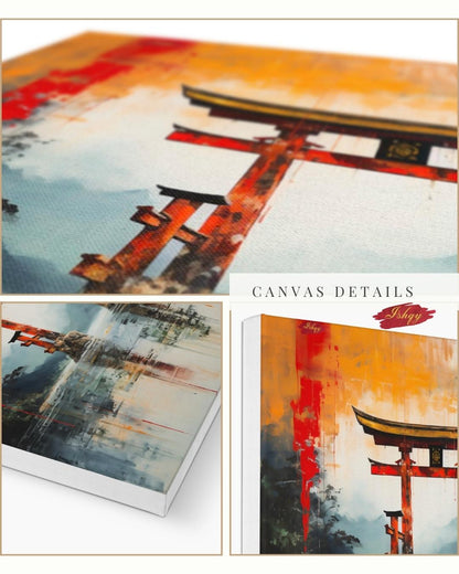 Japanese Torii Gate Canvas Wall Art, Abstract Red Shrine Framed Canvas Print, Zen Japandi Landscape Painting, Japan Living Room Wall Decor.  torii gate wall art, Japanese wall art, Japan travel print, abstract landscape, canvas wall art, art print, framed canvas print, zen wall decor, Japandi home decor, red orange wall art, living room wall art, meditation room art, Japan lover gift
