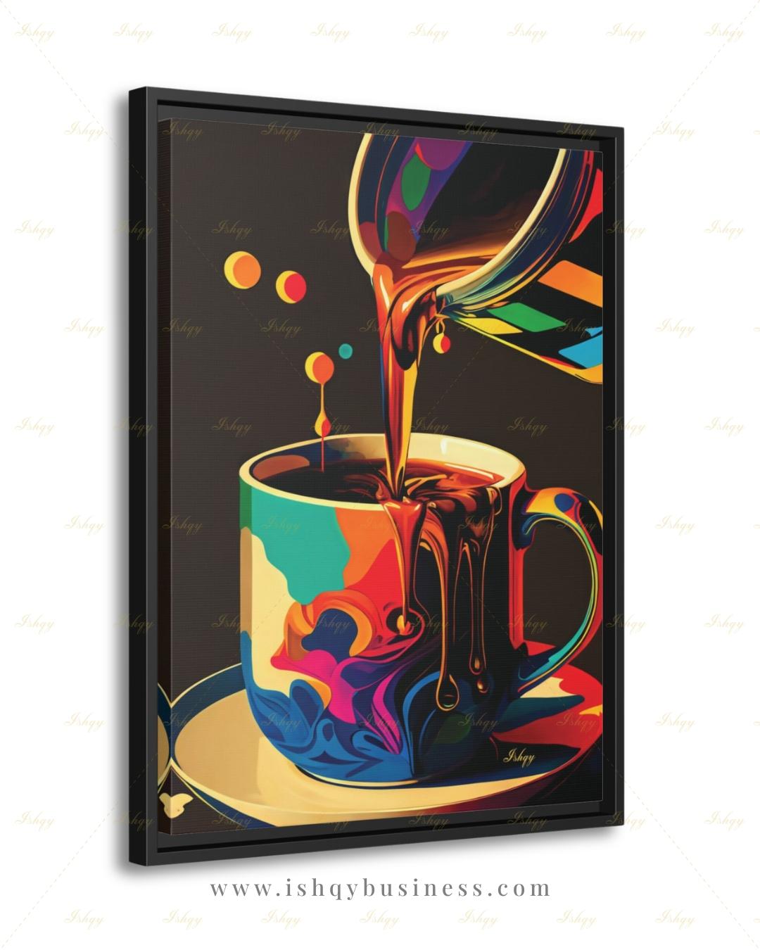 Colorful Pop Art Coffee Wall Art, Bold Coffee Cup Canvas Print, Kitchen Decor, Coffee Lover Gift, Vibrant Espresso Framed Canvas