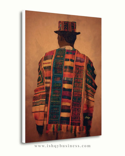 Panamanian Man Wall Art, Indigenous Latin American Portrait Print, Cultural Textile Canvas, Boho Ethnic Home Decor, Vibrant Heritage Artwork