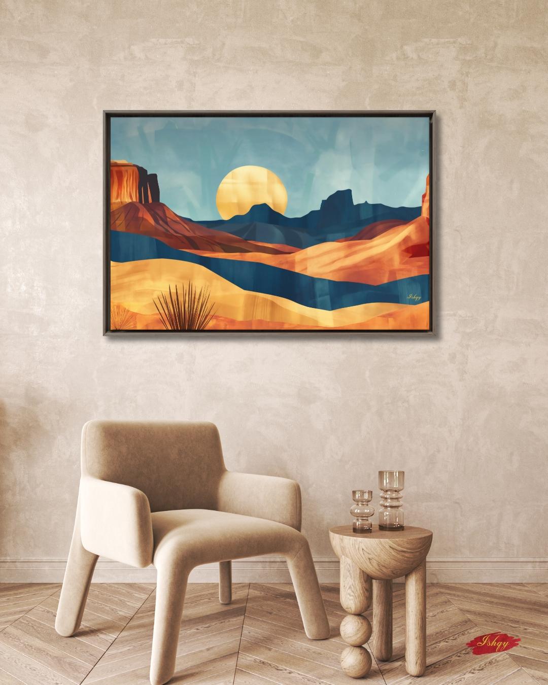 Southwest Desert Landscape Art Print, Monument Valley Sunset Canvas, Western Wall Art Decor, Modern Desert Scene Painting for Home Interiors