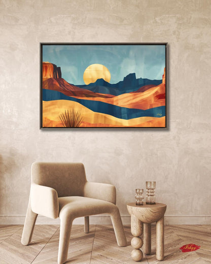 Southwest Desert Landscape Art Print, Monument Valley Sunset Canvas, Western Wall Art Decor, Modern Desert Scene Painting for Home Interiors