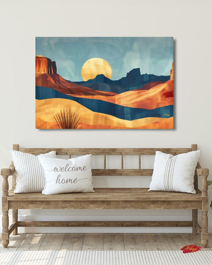 Southwest Desert Landscape Art Print, Monument Valley Sunset Canvas, Western Wall Art Decor, Modern Desert Scene Painting for Home Interiors
