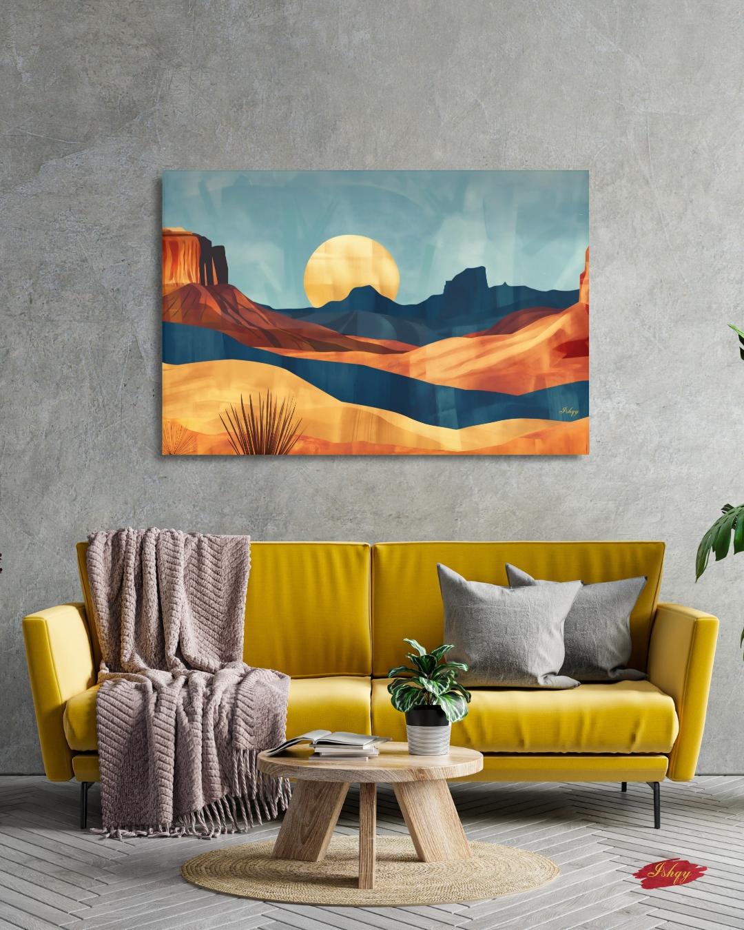 Southwest Desert Landscape Art Print, Monument Valley Sunset Canvas, Western Wall Art Decor, Modern Desert Scene Painting for Home Interiors