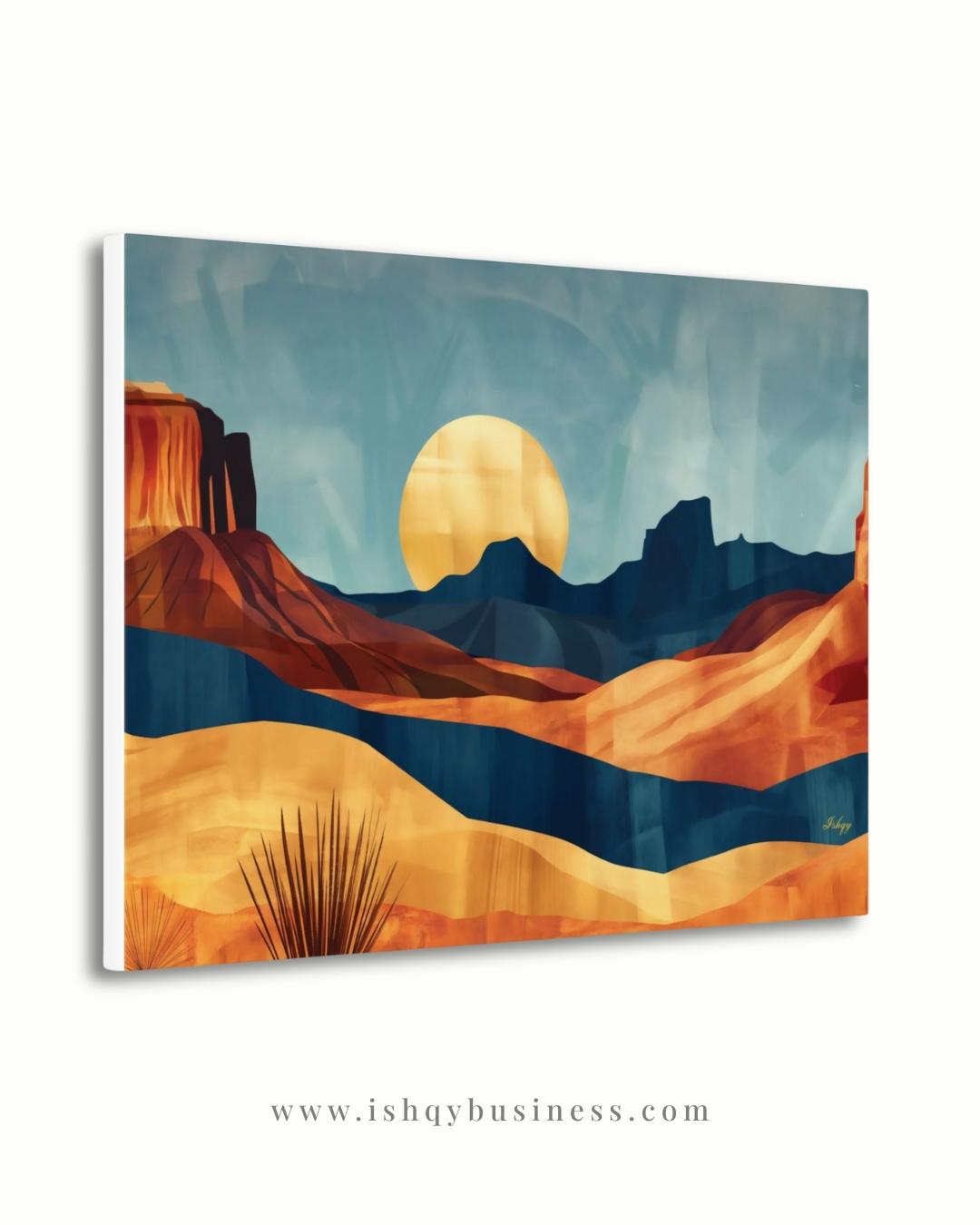Southwest Desert Landscape Art Print, Monument Valley Sunset Canvas, Western Wall Art Decor, Modern Desert Scene Painting for Home Interiors
