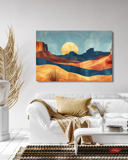 Southwest Desert Landscape Art Print, Monument Valley Sunset Canvas, Western Wall Art Decor, Modern Desert Scene Painting for Home Interiors