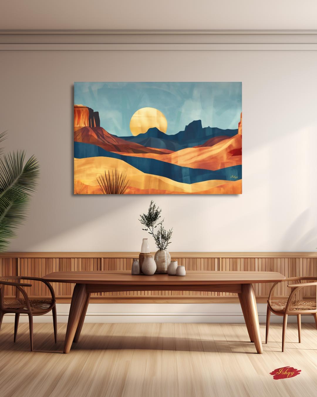 Southwest Desert Landscape Art Print, Monument Valley Sunset Canvas, Western Wall Art Decor, Modern Desert Scene Painting for Home Interiors