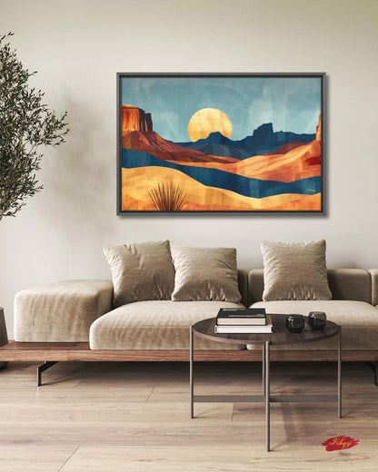 Southwest Desert Landscape Art Print, Monument Valley Sunset Canvas, Western Wall Art Decor, Modern Desert Scene Painting for Home Interiors