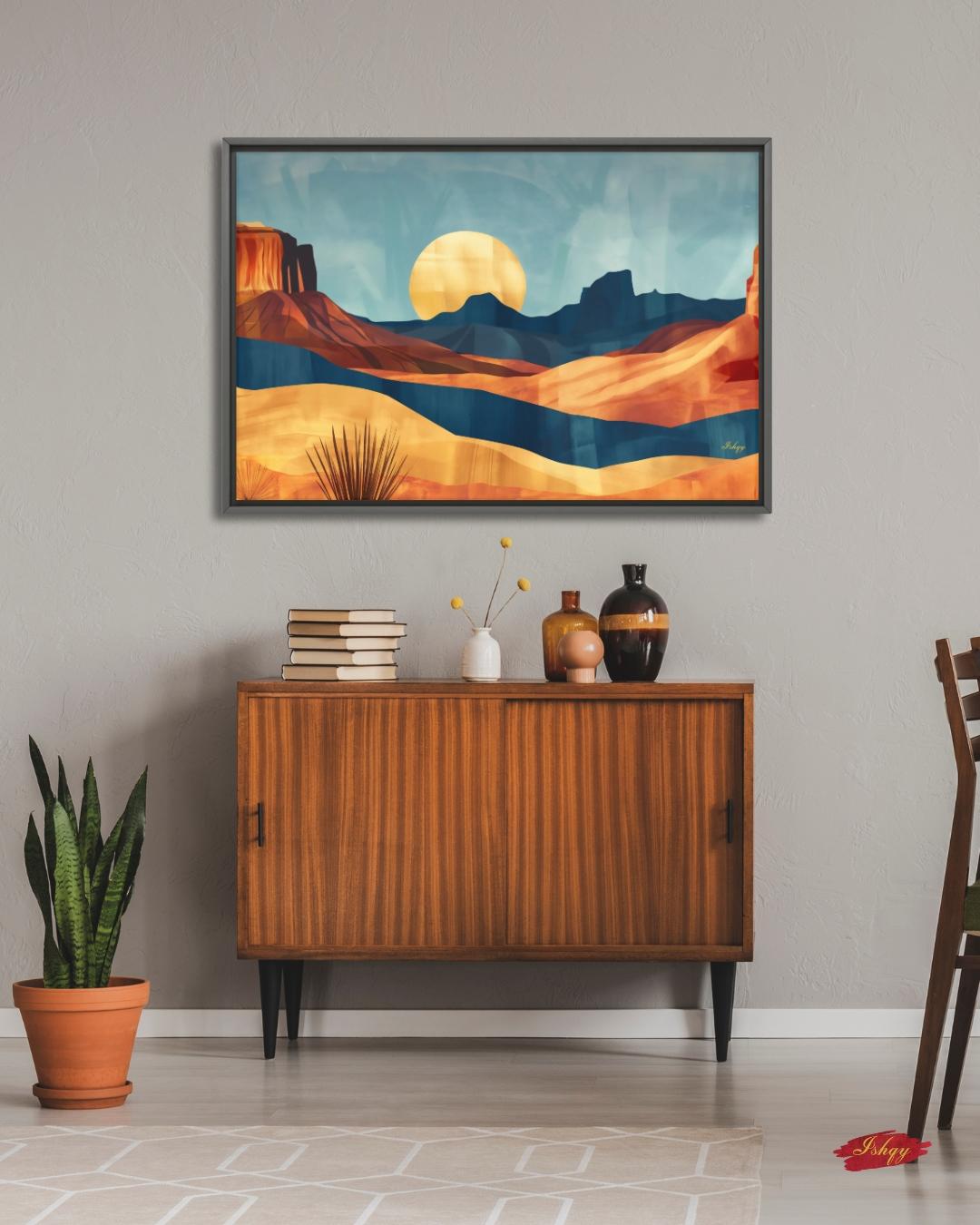Southwest Desert Landscape Art Print, Monument Valley Sunset Canvas, Western Wall Art Decor, Modern Desert Scene Painting for Home Interiors