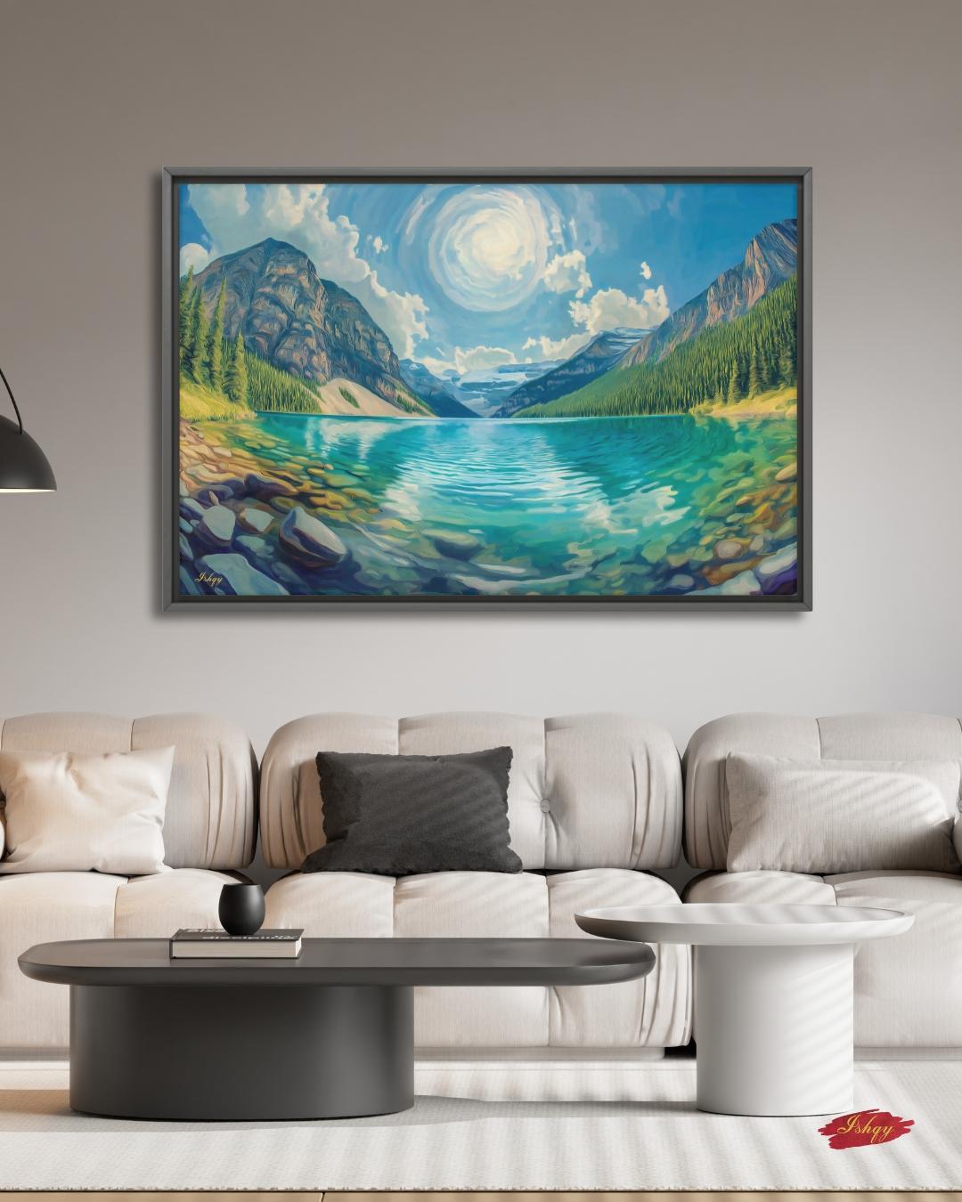 Moraine Lake Banff Wall Art Canadian Rockies Landscape Canvas Framed Canvas Art Print Mountain Home Decor Large Wall Art Gift Living Room Art