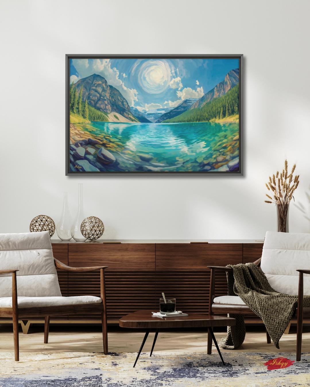 Moraine Lake Banff Wall Art Canadian Rockies Landscape Canvas Framed Canvas Art Print Mountain Home Decor Large Wall Art Gift Living Room Art