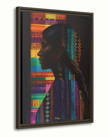 Honduran Woman Wall Art, Indigenous Central American Portrait Print, Colorful Tribal Pattern Canvas, Boho Cultural Decor for Modern Homes