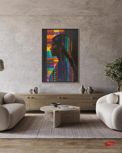 Honduran Woman Wall Art, Indigenous Central American Portrait Print, Colorful Tribal Pattern Canvas, Boho Cultural Decor for Modern Homes