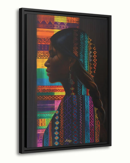 Honduran Woman Wall Art, Indigenous Central American Portrait Print, Colorful Tribal Pattern Canvas, Boho Cultural Decor for Modern Homes