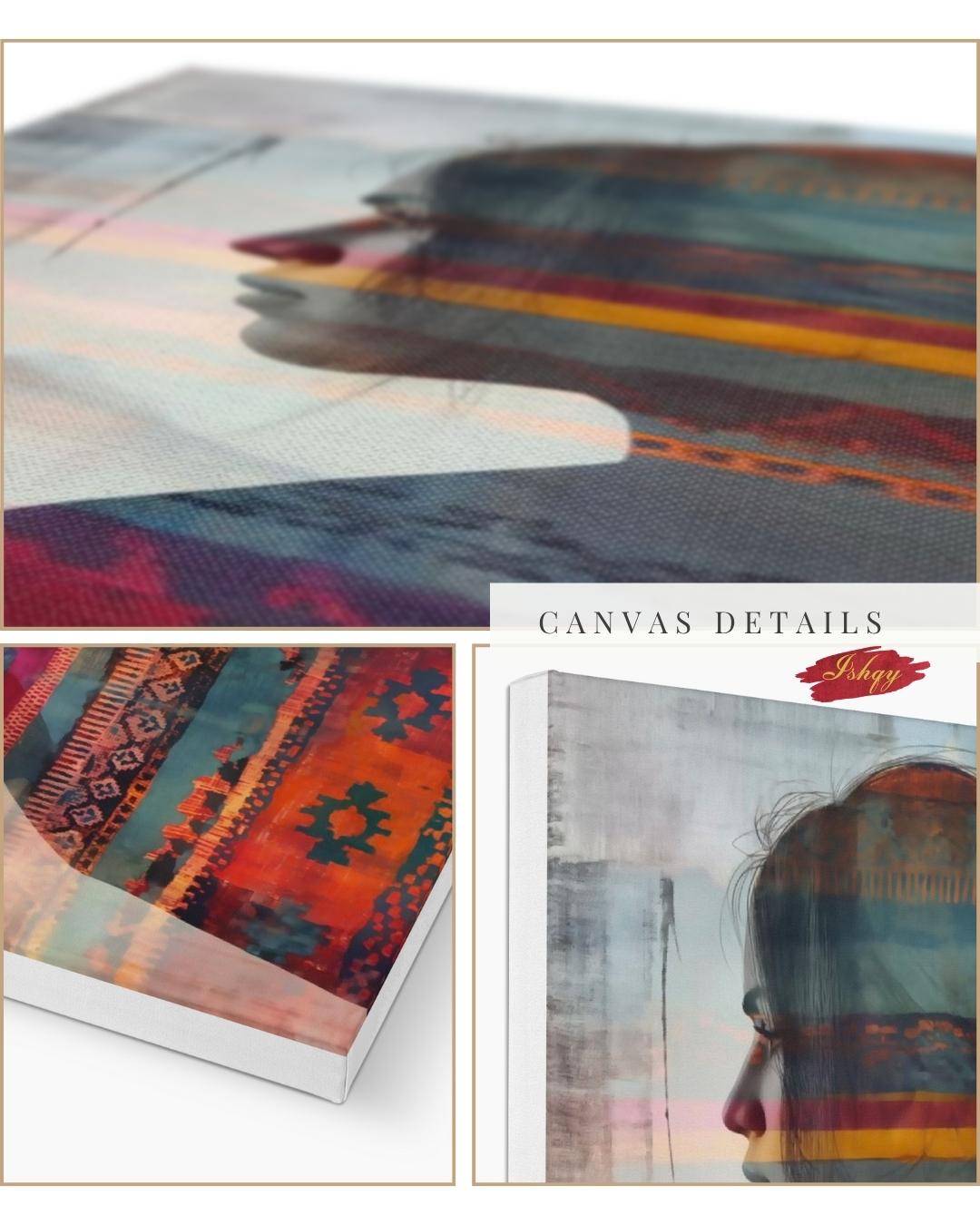 Mapuche Woman Art, Chile Wall Art, Andean Textile Print, Boho Home Decor, Ethnic Canvas Art, Latin American Decor, Silhouette Artwork