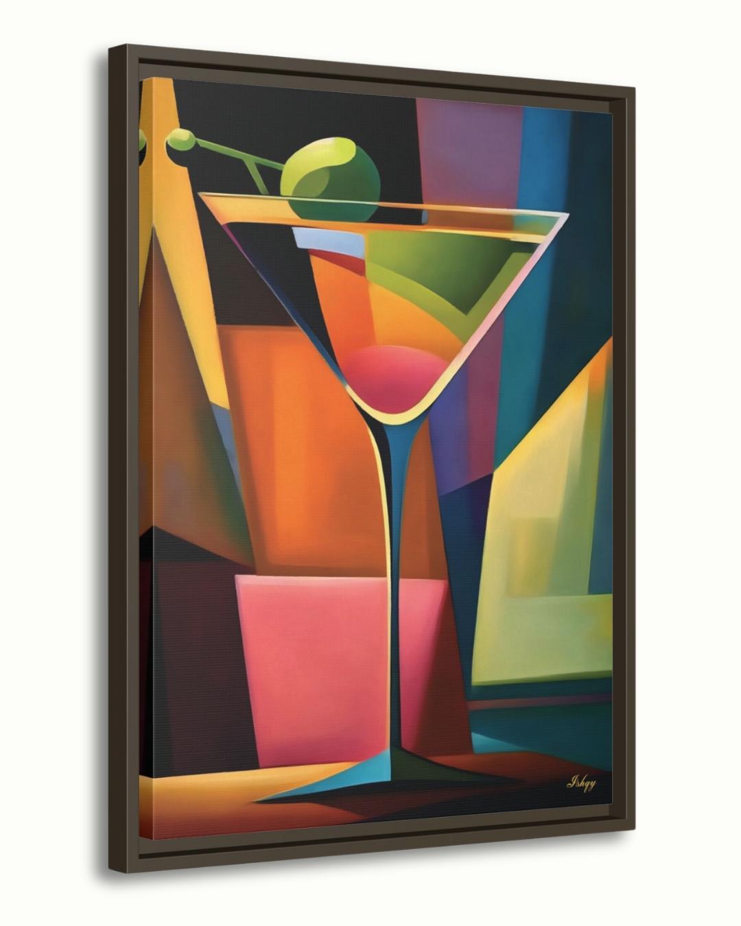 Cocktail Wall Art Martini Glass Painting, Colorful Abstract Bar Decor, Modern Kitchen Art Print, Vibrant Drink Canvas for Home Bar Lounge