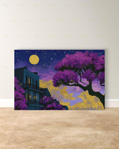 Oversized New Orleans Canvas Wall Art, French Quarter Framed Canvas Print, Extra Large Textured Louisiana Night Painting, Above Bed Decor